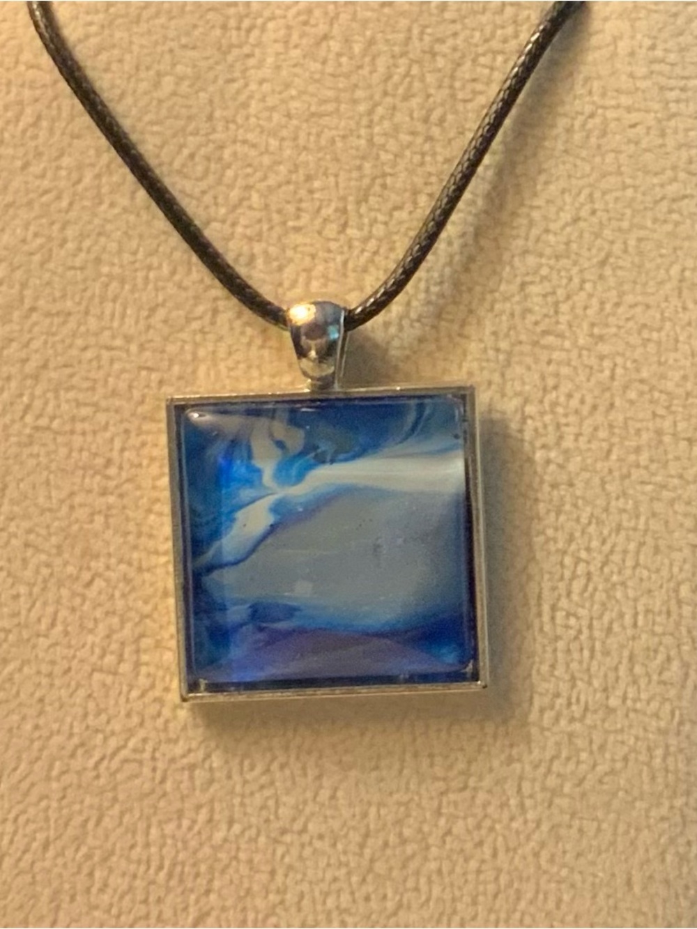 Blue Swirl Square Pendant Necklace - Unbranded